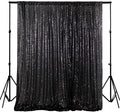 ShinyBeauty Black Sequin Backdrop - 8x10FT Photo Booth Background Fabric for Wedding, Birthday Party