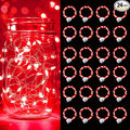 pozzolanas 24 Pack Red Battery Operated String Lights - 7ft Waterproof Fairy Lights with 20 LEDs for Home, Mason Jar, Party, Wedding, Halloween, Christmas Decorations
