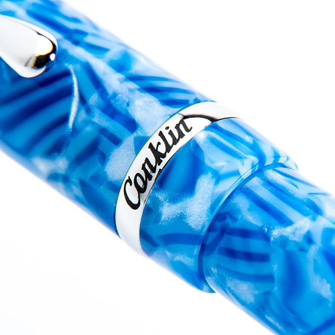Conklin Duragraph Fountain Pen Ice Blue - Fine Nib, Elegant Writing Instrument with Cool Blue Finish