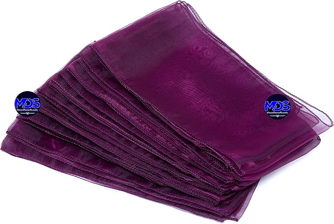 MDS Pack of 75 PCS Organza Chair Sashes Wider Dining Chair Bows Ribbon Tie Back for Wedding Party Birthday Bridal Shower Reception Event Banquet Home Chair Cover Decoration - Eggplant