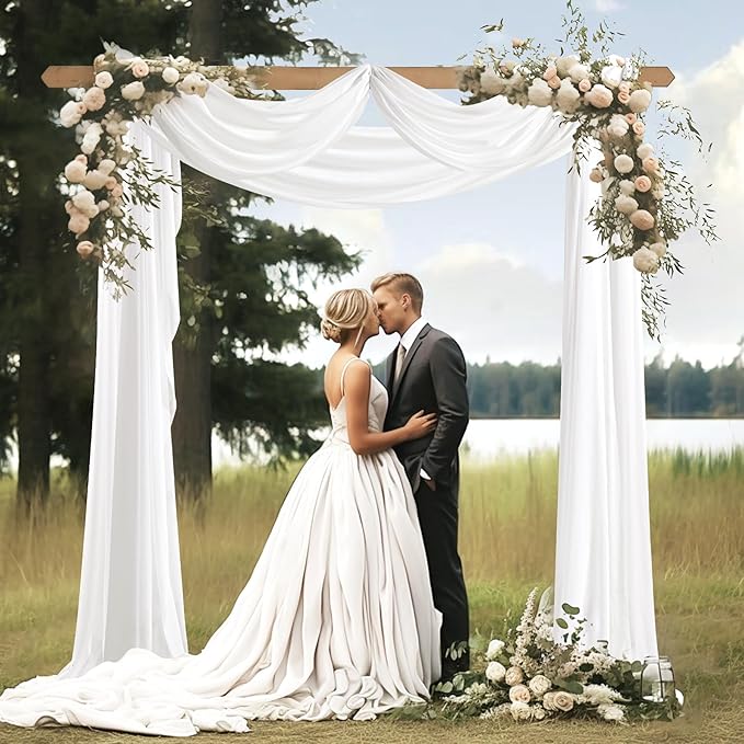 Wedding Arch Draping Fabric 1 Panel 30" X 20FT Sheer Arch Drapes Fabric White Backdrop Curtains for Wedding Arbor Ceremony Birthday Party