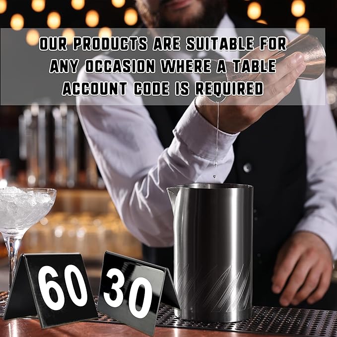 60 Pcs Black Acrylic Table Numbers 1-60 Double Sided Restaurant Table Order Number Wedding Numbers Cards for Party Banquets Service Receptions