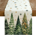 GEEORY Christmas Table Runner 13x48 Inch, Xmas Tees Snowflakes Holiday Decorative Farmhouse Table Decoration for Kitchen Dinning, Indoor Outdoor Dinner Party Decor (Light Green) GT166-48