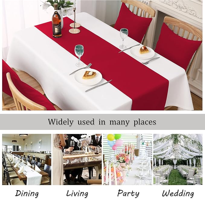 DUALIFE Red Table Runner 14 x 72 inch Divine for Valentines Day Mother's Day Wedding Holiday Dining, Natural Fabric Handcrafted Dresser Scarf Banquet Catering Services Event 1 Piece