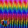 4 Pack Rainbow Fringe Curtain Backdrop, 3.2Ft x 6.6Ft Colorful Metallic Tinsel Foil Fringe Streamers for Photo Booth Birthday Wedding Baby Shower Carnival Easter Mother’s Day Party Decorations