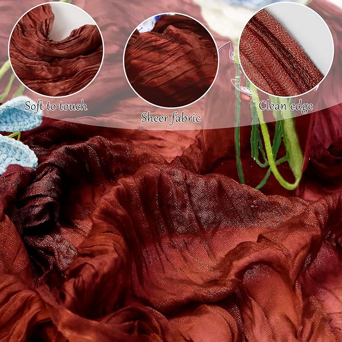 Cheesecloth Table Runner 10FT (35x120 Inch) - 1 Pack Terracotta Boho Gauze Fabric Cheese Cloth Table Runner Rustic Sheer Table Runners Cheesecloth for Wedding, Bridal Shower, Birthday Party Decor