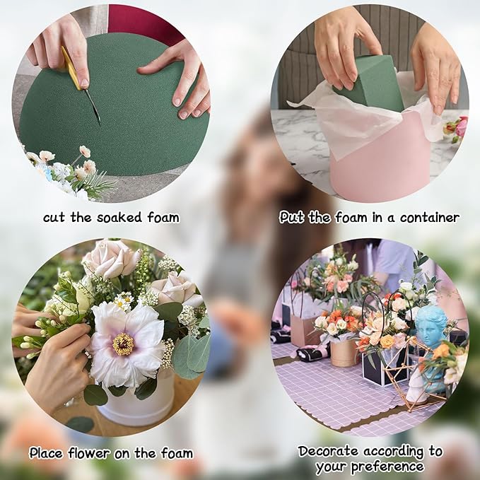 LOKIPA Floral Foam Round, 4 Pack Floral Dry Foam Half Ball for Artificial Plant Floral Arrangement and Wedding and Garden Decorations(5.51x2.76inch)