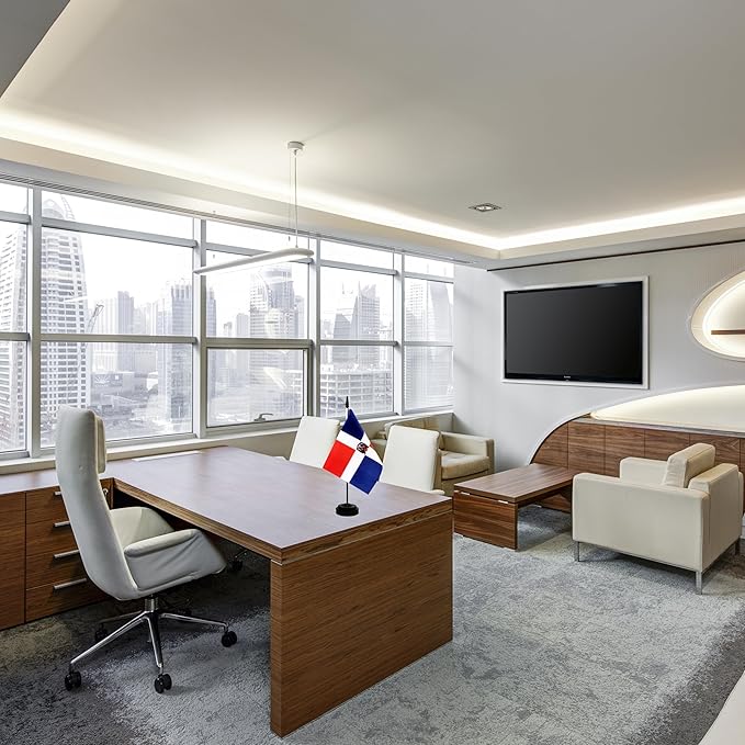 2 Pack Dominican Republic Desk Flag, Green-White, 5.5x8.2 Inches, Double Sided, Office, Home Office, Indoor, Professional, Independence Day, Memorial Day