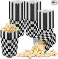 50 Pcs Checkered Popcorn Boxes Mini Paper Popcorn Bags for Race Car Party for Movie Nights Birthday Wedding (Black Checkered)