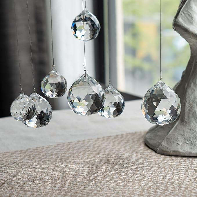 Crystalsuncatcher 20mm/0.78inch Clear Glass Crystal Ball Prism Feng Shui Lamp Hanging Drop Chandelier Pendants Suncatchers Pack of 12 pcs