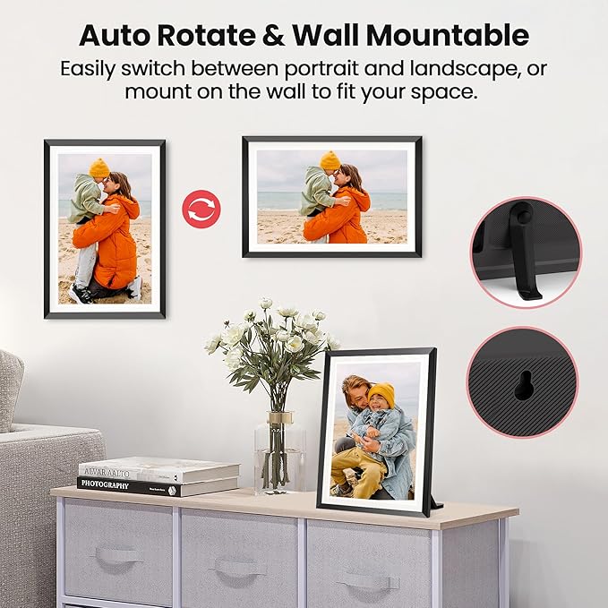 RCA 10.1" WiFi Digital Picture Frame, Electronic Photo Frames 32GB Storage, HD IPS Touch Screen WiFi Frame/Auto Rotate/Wall Mounted, Easy Setup in Uhale App to Share Photo/Video Anytime | (2 Pack)