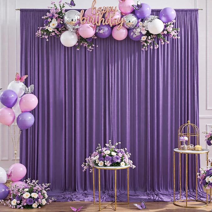 CO-AVE Wrinkle Free Purple Backdrop Curtains for Party Background, Purple Photo Curtains Backdrop Drapes 2 Panels Back Drop Cloth for Wedding Birthday Photography Baby Shower Decor,10ftx10ft
