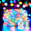 Minetom 66Ft 200 LED Outdoor String Lights, Fairy Lights Battery Operated with Remote, Waterproof, for Bedroom Dorm Patio Tapestry Backyard Garden Party Indoor Christmas Decoration, Multicolor