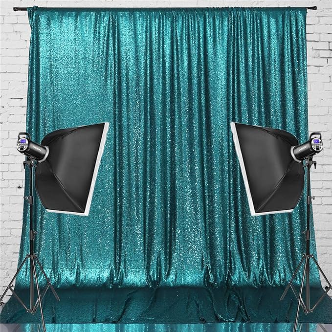 Eternal Beauty Teal Sequin Backdrop, 5x7 Ft Glitter Background Curtains for Shimmer Photography Party Wedding Birthday Back Drop Decor