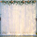 White Tulle Backdrop Curtain with Lights String for Parties Wedding Bridal Shower Sheer White Curtain Backdrop for Birthday Baby Shower Photo Booth Photography Background Decorations 20ft x 8ft