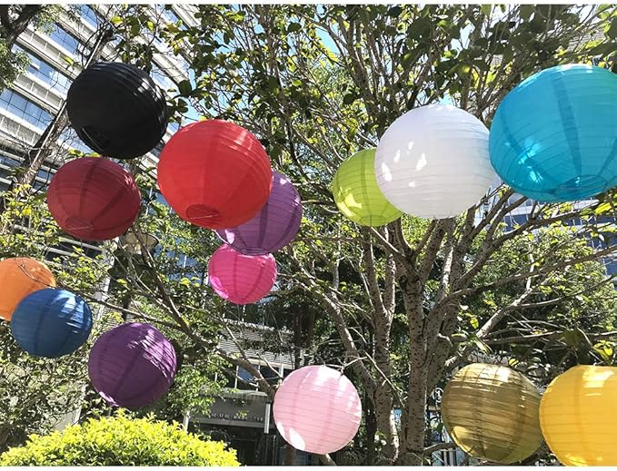 BEISHIDA 6-Inch Pink Round Paper Lanterns Hanging Decorative Chinese Paper Lanterns Lamp for Valentine Birthday Wedding Party Decoration and Baby Bridal Shower（6 Packs）