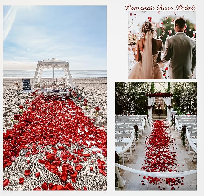 2000 pcs Rose Petals, Artificial Flower Petals Fake Rose Petals for Romantic Night,Wedding,Proposal Anniversary Flower Decorations (Deep Purple)