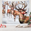 QGHOT Winter Tapestry Wall Hanging Winter Forest Backdrop Christmas Snowy Deer Wall Decor Snow Elk Tapestries for Bedroom Living Room Dorm Party Decoration, Small