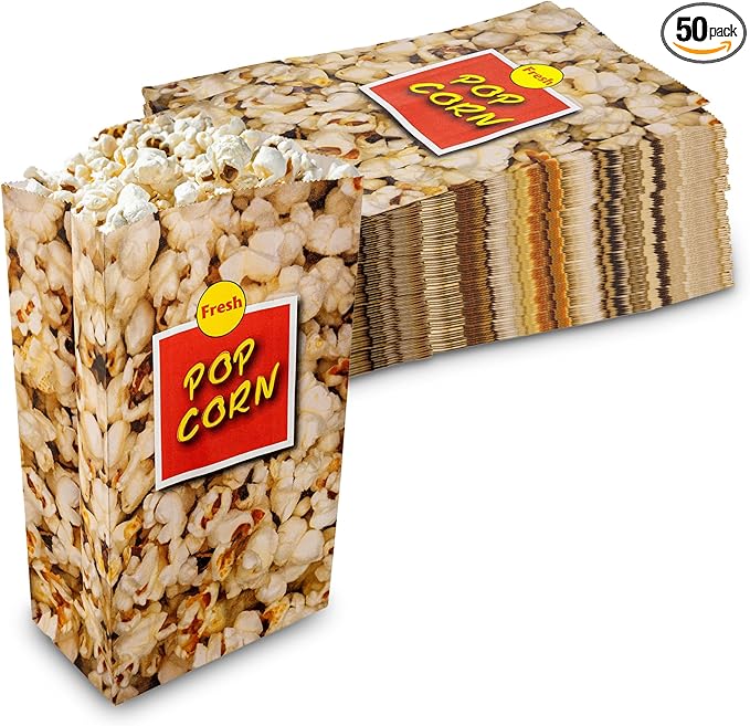 MT Products Popcorn Bags 4 oz. - Large Individual Popcorn Holder - Pack of 50