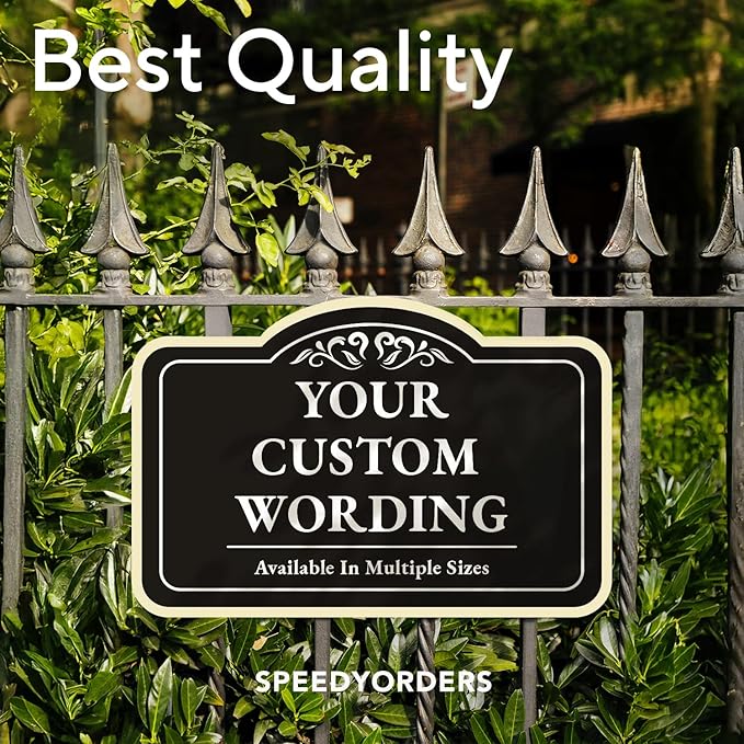 Custom Decorative Outdoor Metal Signs, Aluminum, Customized Driveway Signs, Waterproof, Made In USA, Style 1 Black Charcoal 14x10 In