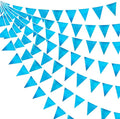Sky Blue Party Decorations - Light Blue Triangle Pennant Banner Flag - Metallic Fabric Bunting for Graduation, Wedding, Retirement, Birthday, Under The Sea, Nautical, Ahoy, Party Decor Supplies