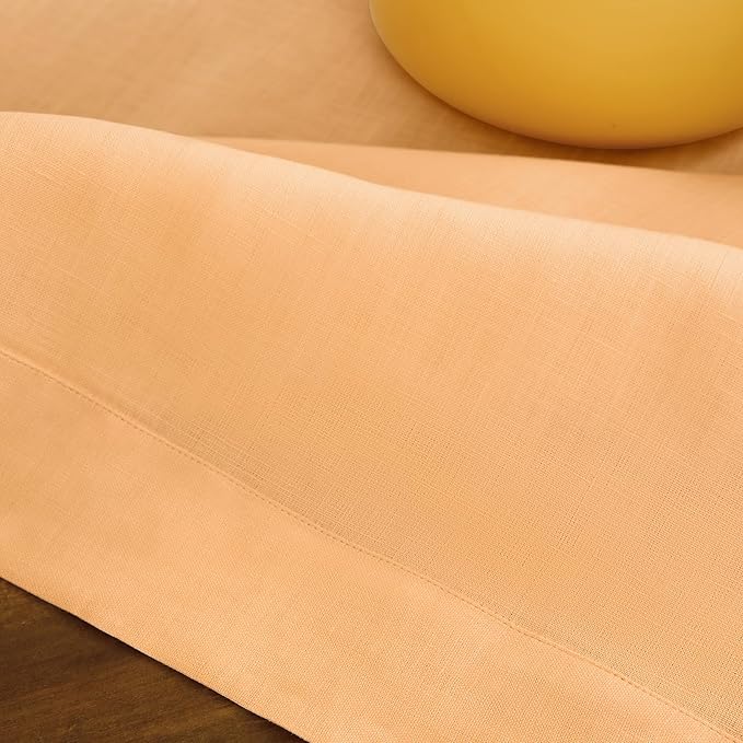 Solino Home Linen Tablecloth for Rectangle Tables 60 x 90 Inch - 100% Pure Linen Peach Table Cloth - Fete, Machine Washable Cloth Tablecloth