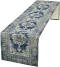 Vintage Boho Floral Table Runner, Rustic Country Farmhouse Blue Teal Retro Flower Pattern for Home Kitchen Table Decor Dining Coffee Room Party Decor 13x72in