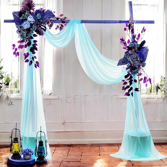 MDS Halloween Chiffon Draping Fabric - 1 Panel, 30" Wide x 75ft Long - Sheer Spooky Arbor & Canopy Drapery for Haunted House Backdrops, Party Ceilings, DIY Costumes & Themed Events - Teal