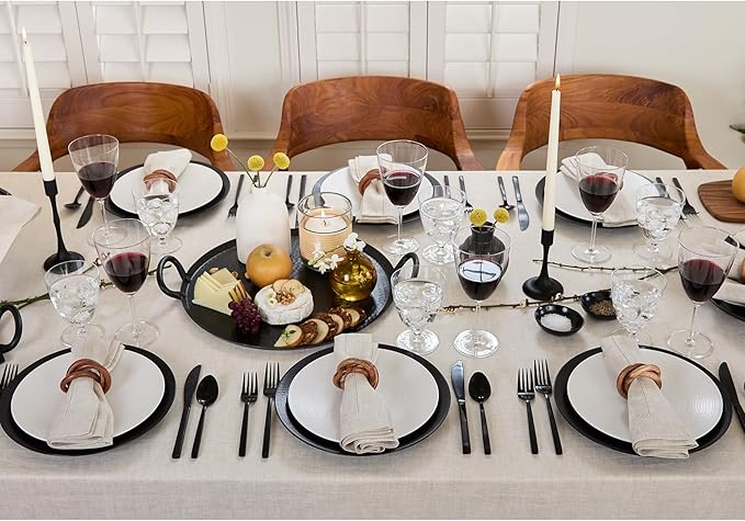 Solino Home Linen Tablecloth 60 x 156 Inch - Classic Hemstitch 100% Pure Linen Light Natural Table Cloth for Rectangle Tables - Machine Washable Tablecloth for Fall, Autumn, Thanksgiving