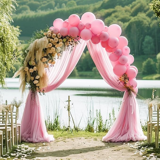 Wokceer Wedding Arch Draping Fabric 6 Panels 28.7" x 20FT Blush Pink Drapes Sheer Fabric Backdrop Arch Draping Fabric for Wedding Ceremony Birthday Party Bridal Shower Decoration