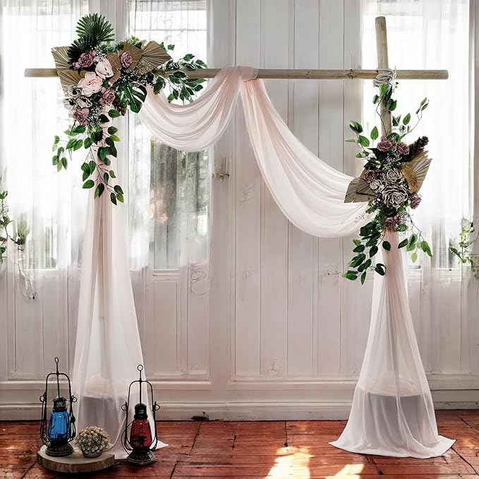 MDS Halloween Chiffon Draping Fabric - 1 Panel, 30" Wide x 50ft Long - Sheer Spooky Arbor & Canopy Drapery for Haunted House Backdrops, Party Ceilings, DIY Costumes & Themed Events - Nude