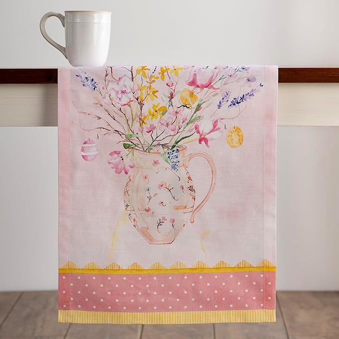 Maison d' Hermine Table Runner 100% Cotton Single Layer Table Runners 108 inches Long Decorative for Home Kitchen Dining Party Wedding Bridal Shower Spring Summer (Easter Zest, 14.50" x 108")
