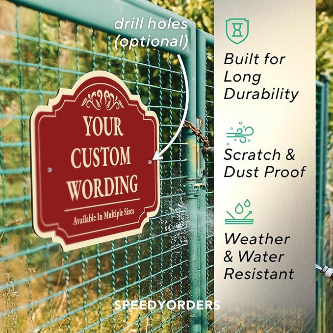 Custom Decorative Outdoor Metal Sign - Personalized Aluminum Driveway Sign, Waterproof, Made in USA - Design 2 Red Brick 14x10 In