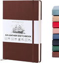 Beechmore Books A4 Sketchbook – 8.5x11 Premium Vegan Leather Bound Large Sketch Book Hardcover with 156 Thick 160gsm Perforated Ivory Pages, Blank Sketch Pad, Gift Boxed, Back Pocket, Ribbon Bookmark