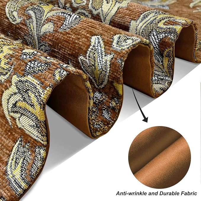 Vintage Table Runner 13x98 Premium Chenille for Thanksgiving Party Fireplace Decorations - Caramel