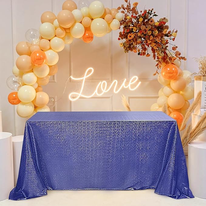 Fitable Sequin Tablecloth for Parties 60x84 Inch - Sparkle Glitter Table Cloth Laser Rectangle Overlay for Wedding Baby Shower Ceremony Birthday Holiday Banquet, Dark Blue