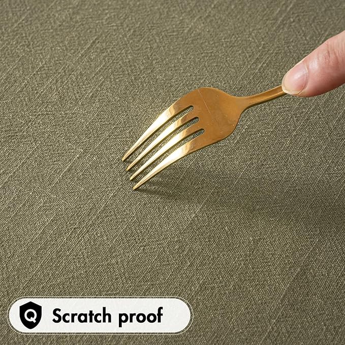 MIULEE Linen Cotton Blend Tablecloth Rectangle, Luxury Waterproof Stain Resistant Durable Farmhouse Oblong Table Cloth for Dining Party Weddings Birthday Events Boho Decor, 52 x 84 inch, Olive Green
