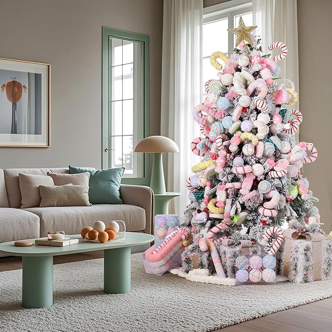 LANGXUN 6pcs Gingerbread Man Candy Land 2025 Xmas Party Suppiles Decoration, Hanging Candy Cane Christmas Tree Décor, Christmas Decorative Hanging Ornaments Crafts