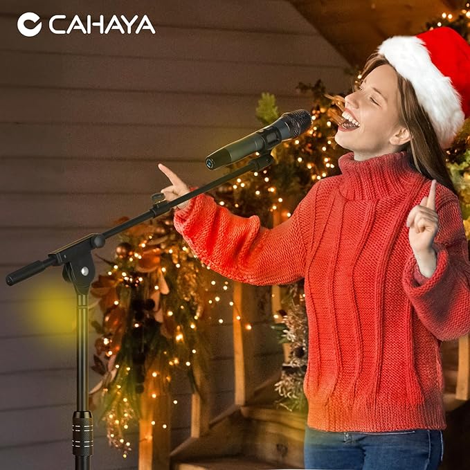 CAHAYA Dual-use Tripod Microphone Stand Boom Arm Floor Mic Stand Portable with Carrying Bag and 2 Mic Clips for Singing Performance Wedding Stage Meeting Live CY0311