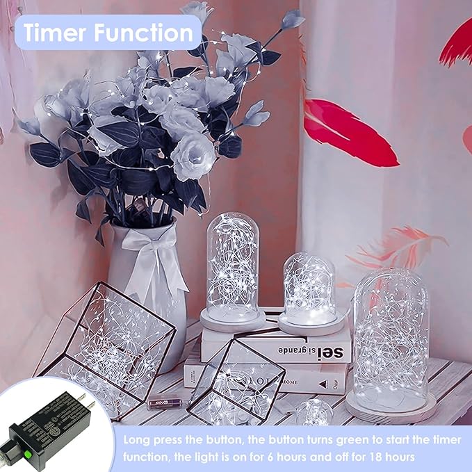 66Ft 200LED Fairy Lights Plug in with Remote, Waterproof String Lights Outdoor & Indoor 8 Modes with Timer, LED Twinkle Lights for Girl's Room Garden Patio Halloween Christmas Decorations (Cool White)