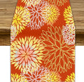 Yellow Floral Table Runner, Chrysanthemum Autumn Spring Summer Vintage Modern Linen Geometric Table Runner for Kitchen Living Room Bedroom Party Holiday, 13x108 Inch