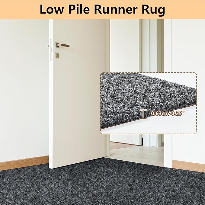 jxgzyy Runner Rugs 3 x 10 ft, Non Slip Entrance Doormat, 0.25” Thickness Indoor Outdoor Carpet Runner with Rubber Backing, Waterproof Custom Size Heavy Duty Floor Mat for Hallway Laundry Patio