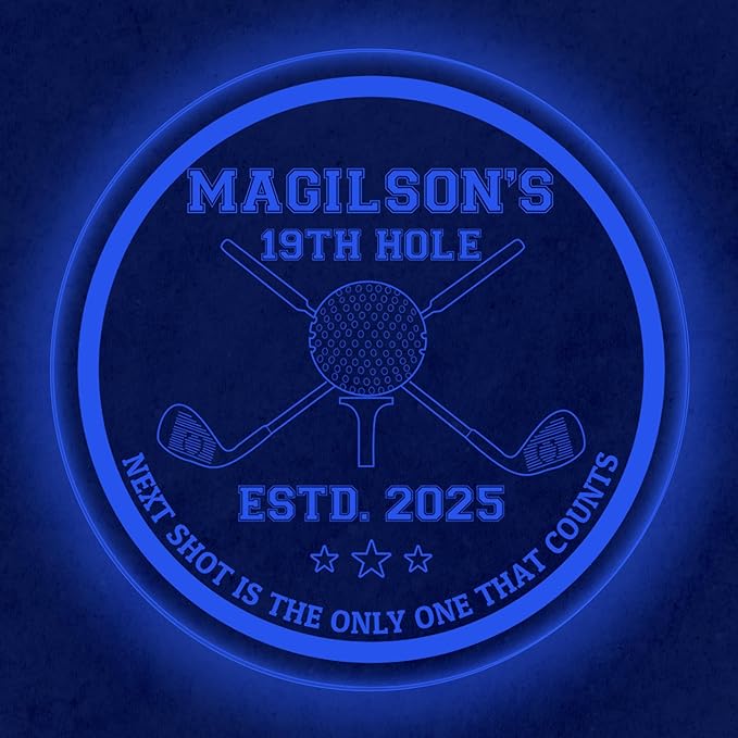 Custom Golf LED Bar Sign – Personalized Color Changing Acrylic Wall Decor for Home Bar, Man Cave, Game Room, or Patio (Golf Bar, 16 INCHES)