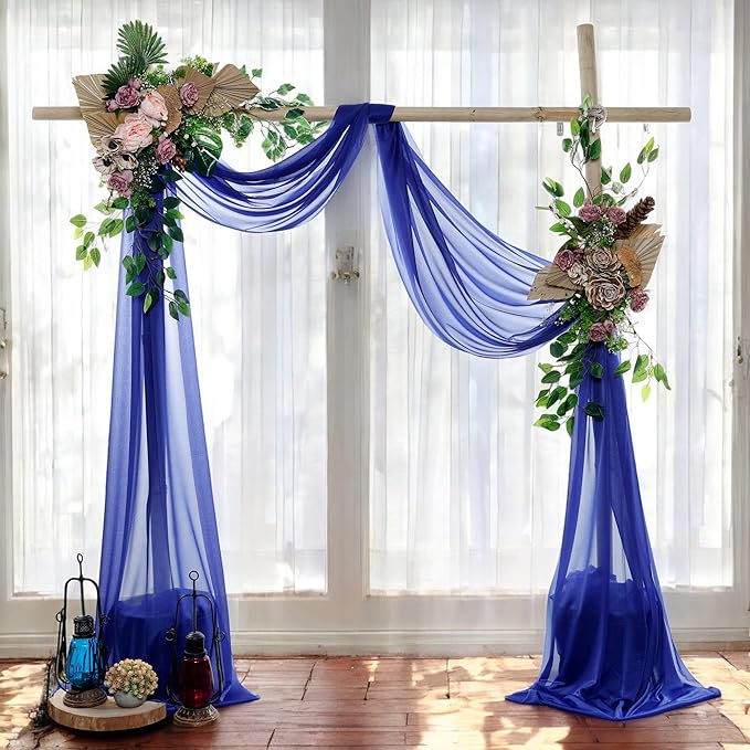 MDS Halloween Chiffon Draping Fabric - 1 Panel, 30" Wide x 50ft Long - Sheer Spooky Arbor & Canopy Drapery for Haunted House Backdrops, Party Ceilings, DIY Costumes & Themed Events - Royal Blue