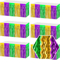 6 Pack 29 x108 Inch Gold Green Purple Wave Foil Fringe Table Skirts Metallic Banner for Tinsel Streamer Garland Backdrop for Parade Floats, Mother's Day, Easter, Wedding, Birthday Party Decoration