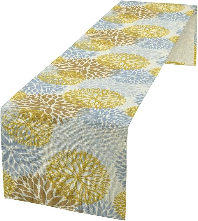 Flowers Table Runner,Spring Summer Floral Pattern Seasonal Farmhouse Kitchen Dining Table Home Party Decoration 13x72 Inch
