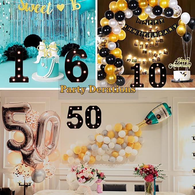 OYCBUZO Light Up Black Alphabet Marquee Number Sign LED Marquee Number Lights Sign for Night Light Home Bar Christmas Lamp Birthday Party Wedding Decoration 9