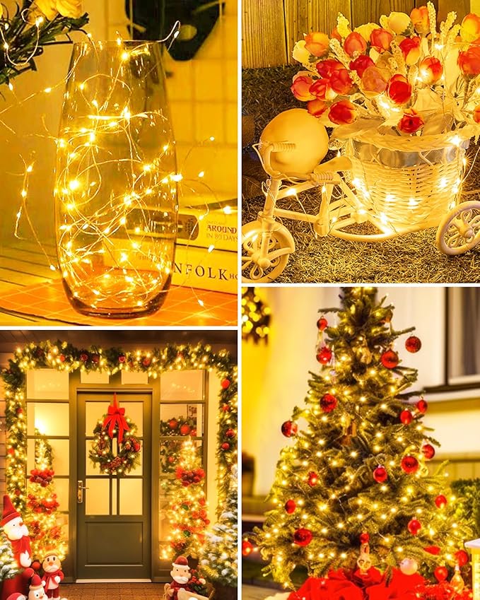 btfarm 12 Pack LED Fairy Lights Battery Operated, 7ft 20LED Mini String Lights Waterproof, Silver Wire Firefly Starry Lights Bulk for Mason Jars Crafts Table Centerpieces Party Christmas, Warm White