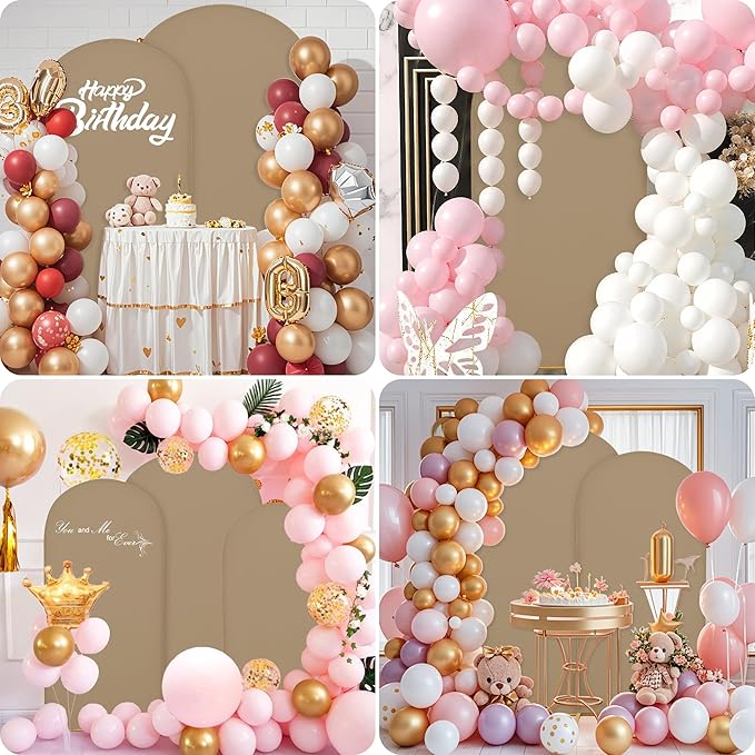 7.2FT Wedding Arch Covers Arch Backdrop Cover Arch Stand Covers Set Arch Cover Spandex Fabric Stretchy Backdrop for Wedding Birthday Party Decoration Baby Shower (Khaki)