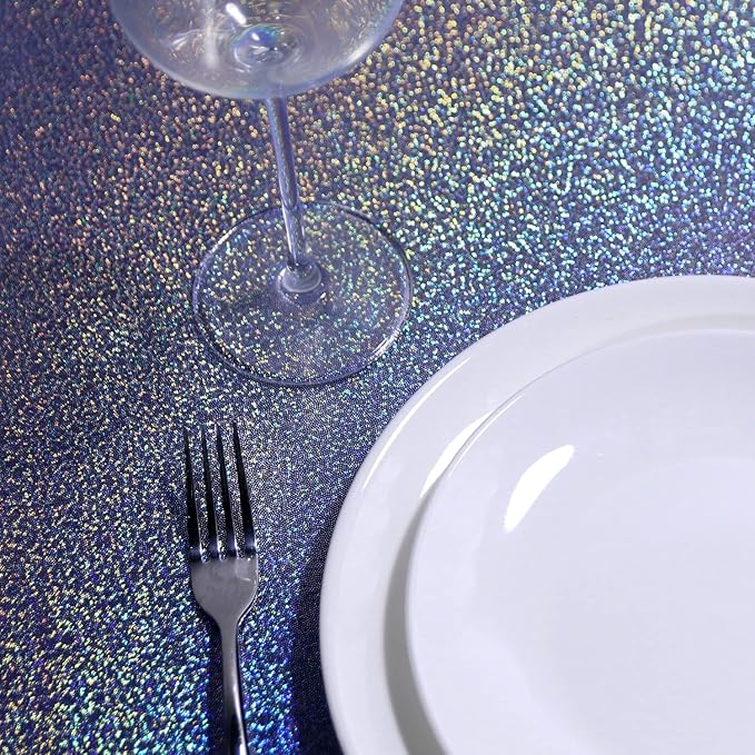Fitable Sequin Tablecloth for Parties 60x102 Inch - Sparkle Glitter Laser Rectangle Overlay for Independence Day Decoration Ceremony Birthday Holiday Banquet, Dark Blue